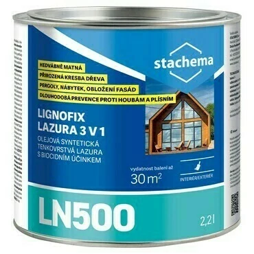 LN500 Lignofix olejová lazura 3v1 s biocidem - zlatý dub 2,2l